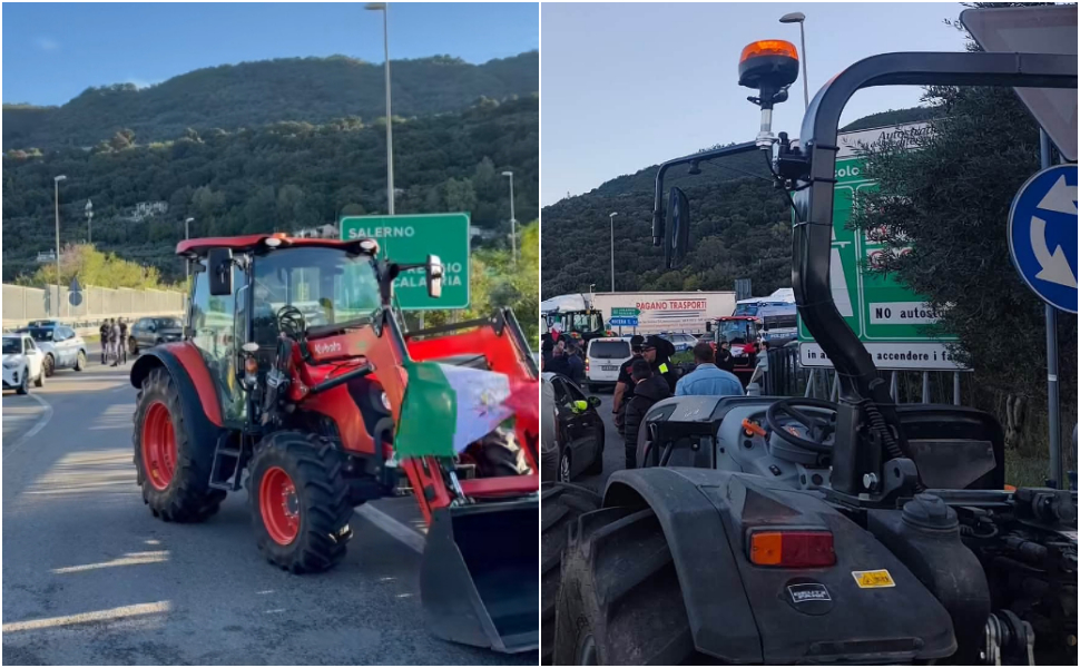 Caro carburanti, trattori bloccano lo svincolo della A2 a Falerna. Da venerdì presìdi fissi anche a San Marco Argentano 188 Caro Carburanti protesta A2 Falerna