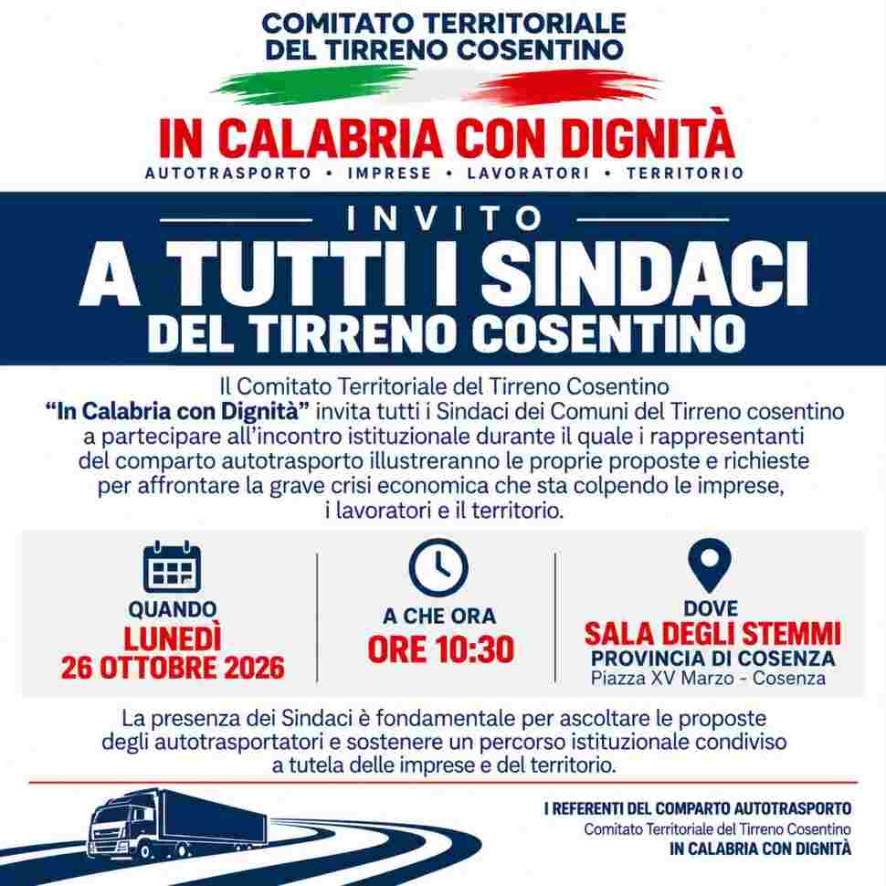 Crisi dell'autotrasporto, a Cosenza il vertice tra lavoratori, sindaci del Tirreno Cosentino e Faragalli 52 Incontro Tir sindaci Faragalli