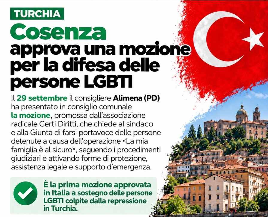 Cosenza: LGBTQIA+ in Turchia, voto unanime in Consiglio comunale. Alimena «sui diritti umani non si arretra» 52 LGBTQIA+ - Francesco Alimena 02