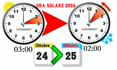 Ora Solare 2026 lancette orologi