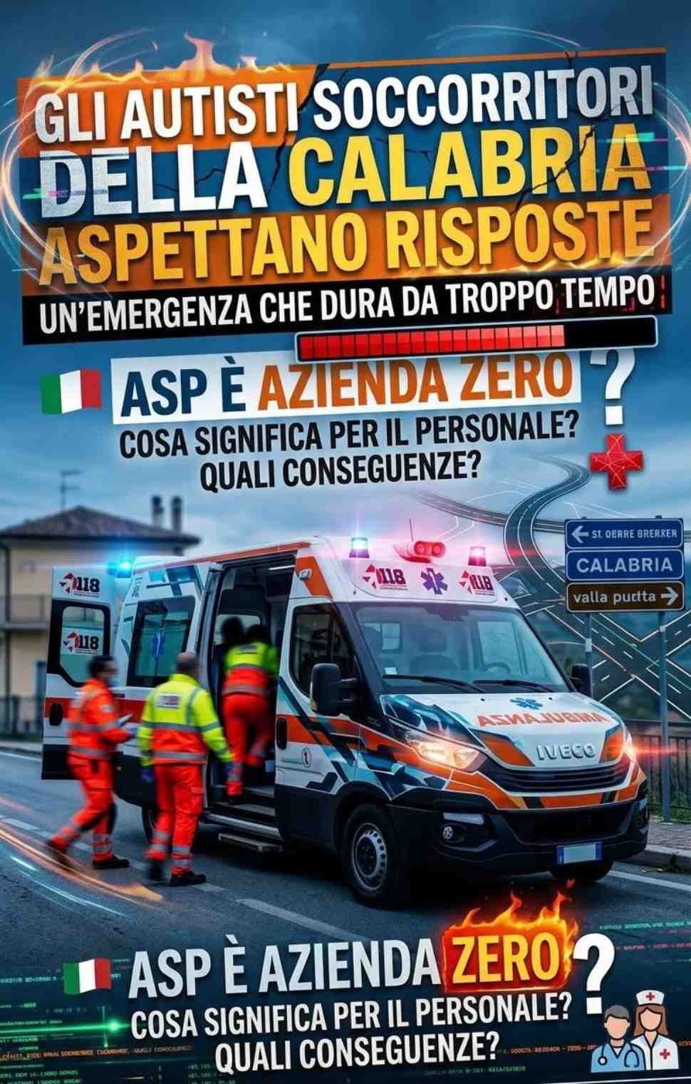 Anche autisti e soccorritori al fianco dei lavoratori in protesta: breve sosta ai presidi con sirene e lampeggianti 53 autisti e soccorritori protesta locandina