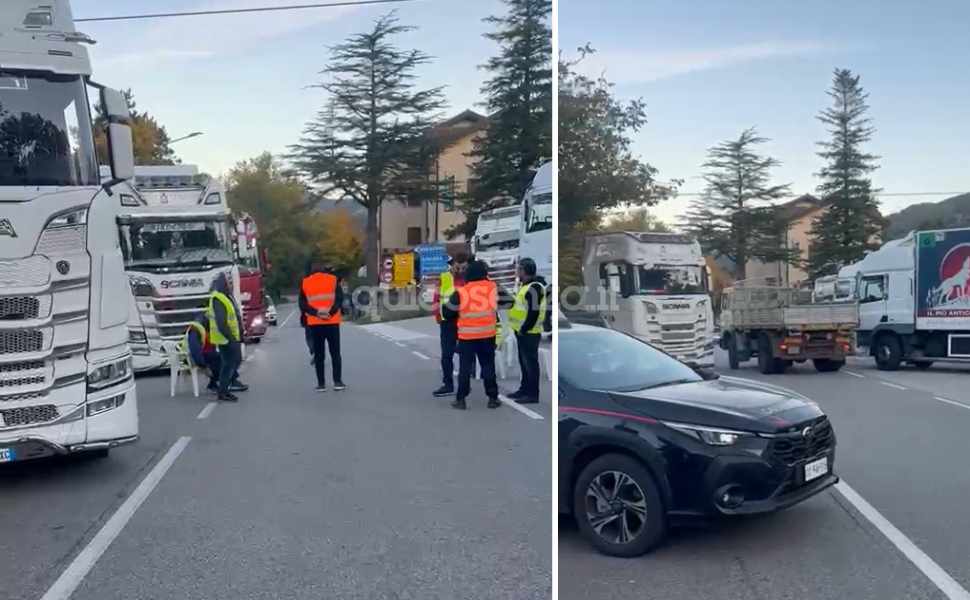 Autotrasportatori, presìdi in corso da Campotenese a San Lucido: traffico rallentato sulla Statale 18 53 autotrasportatori - presidio campotenese