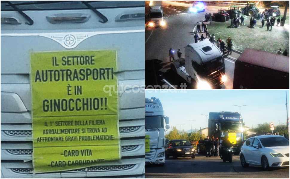 Caro carburante, scatta la protesta: chiuso lo svincolo di Falerna, mezzi fermi a Rende 51 blocco da falerna a Rende (1)