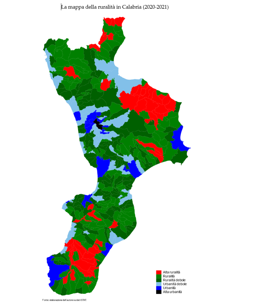 Calabria, quanto è rurale il tuo Comune? Cosenza è il più urbano: la classifica 55 mappa rurale