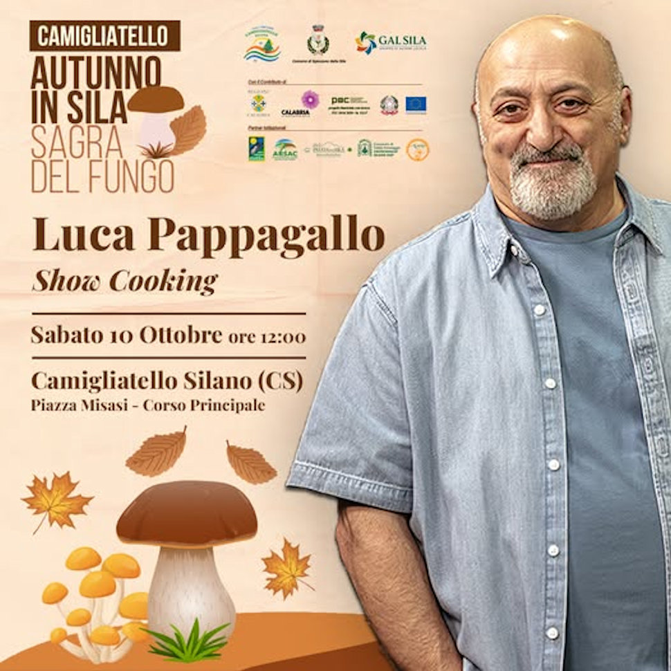 A Camigliatello Silano la 57ª Sagra del Fungo: sapori, musica e tradizione nel cuore della Sila | Programma 57 show cooking Luca Pappagallo sagra del fungo sila