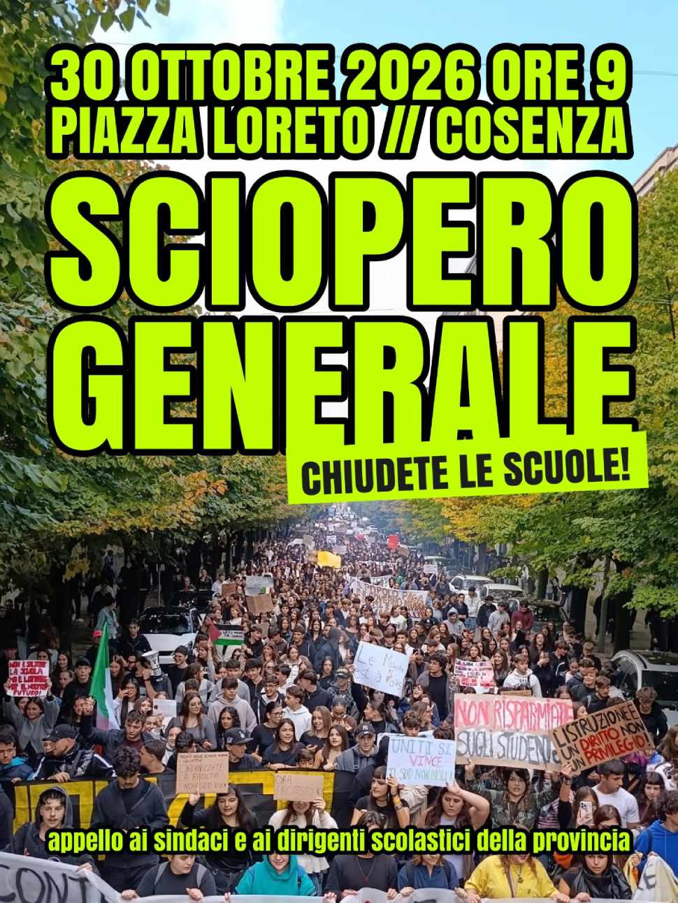 Sciopero del 30 ottobre, studenti: «chiudere le scuole in tutta la provincia di Cosenza» 53 studenti scuole 30 ottobre 02
